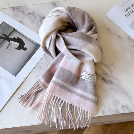 Solid Color Scarf Women's Winter 2024 New Big Brand Korean Style Cashmere Wool Winter Warm Neck Shawl Ins Card