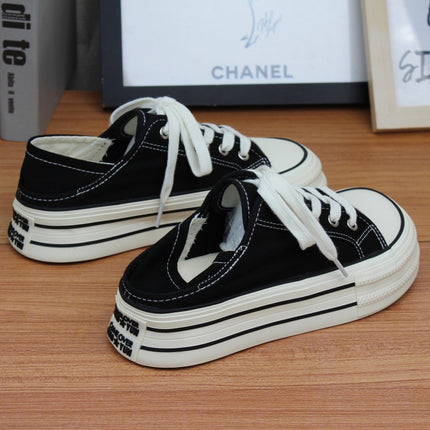 Two-Way Wear Thick-Soled Canvas Shoes for Women, Dopamine Sneakers, White Shoes, 2026 New Spring/Summer Thin Style, Trendy on Instagram