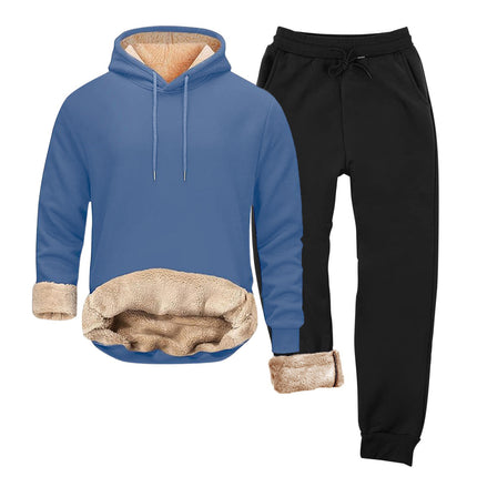 AliExpress cross-border autumn and winter new fleece-lined hooded sweater suit Europe and the United States leisure pullover hoodie foreign trade men's clothing