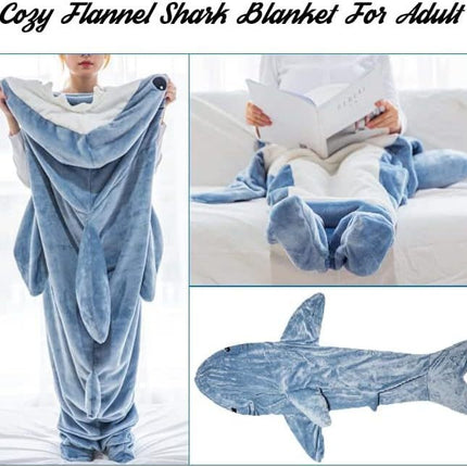 Cartoon conjoined autumn and winter shark sleeping bag flannel loose-fit adult camping sleeping bag for couples thickened warm home clothes