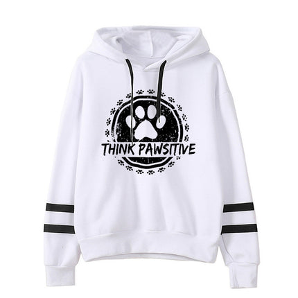Foreign trade cross-border think pawsitive dog feet printed parallel bars striped sweater European and American autumn and winter men's and women's tops