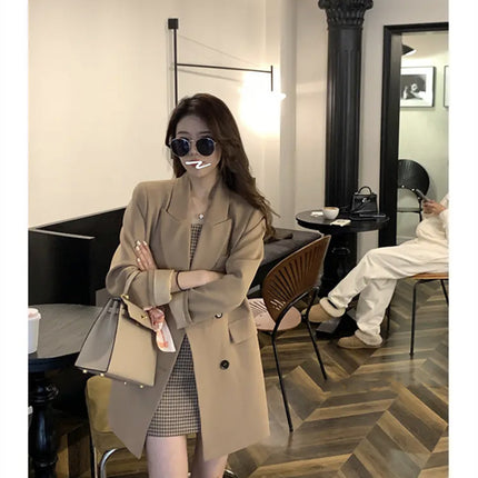 plus size spring and autumn slightly fat girl fried street feeling slim wearing a meat-covered plaid suspender skirt suit two-piece dress