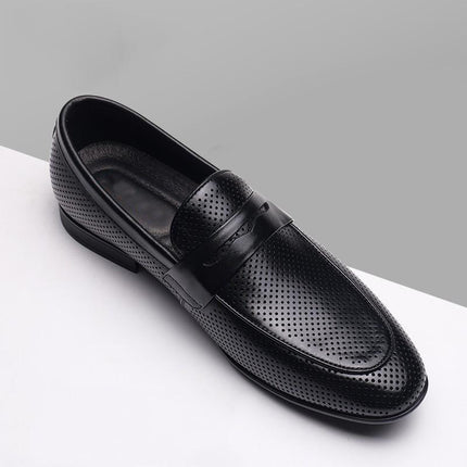 Tiktok Hot-Selling Summer Breathable Hollow Leather Shoes for Men, Fashionable Versatile Soft-Soled Loafers, Business Casual Leather Shoes