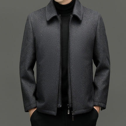 Men's Lapel Woolen Tops Autumn and Winter Business Casual Removable Liner Multi-Color Fashion Warm Top