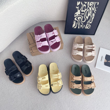 2026 New Summer Mei*Sha Style Platform Thick-Soled Double-Strap Jelly Shoes Casual Beach Sandals