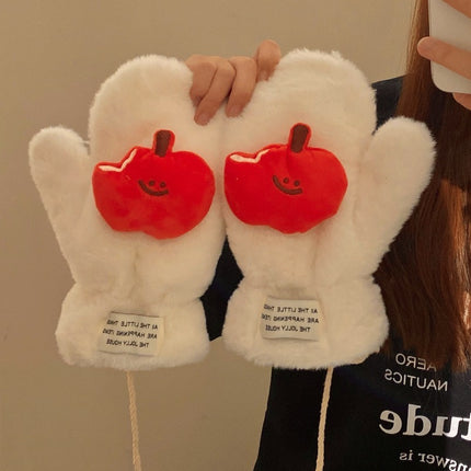 Cartoon Sweet Girl Pink Cat Scarf Winter Warm Thickeneded Cute Plush Windproof Student Scarf White