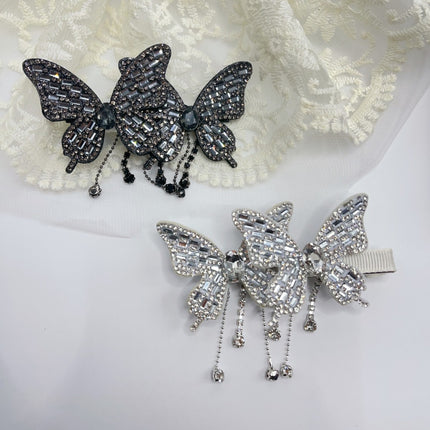 New Original Design Hepburn Style Elegant Butterfly Beads Tassel Clip Broken Hair Bangs Clip 2025 Internet Celebrity