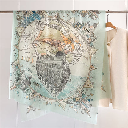 Brandenburg Wool Scarf Women's Autumn and Winter New Water Soluble Wool Long Towel Warm Elegant Light Luxury Long Shawl