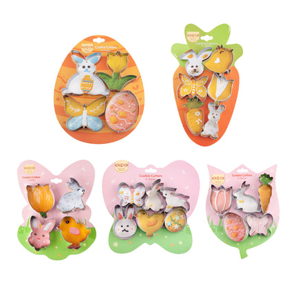 Cross-border special for Easter 6-piece cookie mold stainless steel cookie cutting cookie printing baking tools