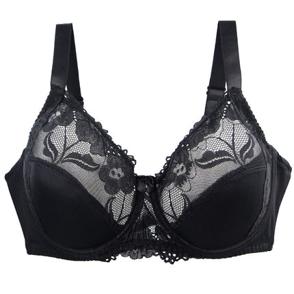 European and American plus size bra lace push up steel ring underwear cross-border adjustable big chest small breast bra