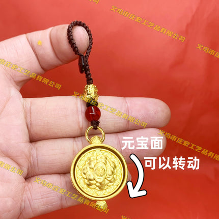 Zodiac Treasure Bowl Turn Handle Keychain Pendant Rotatable Zodiac Pendant Jewelry