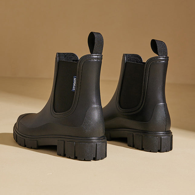 UYirain women's new elastic rain boots mid-tube boots rain boots Chelsea water boots waterproof non-slip cross-border out