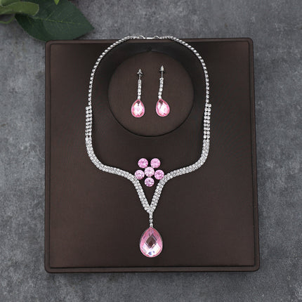 Korean Bride Necklace Earrings Two-piece Decorations Wedding Yarn Wedding Jewelry Wedding Accessories Dance Studio