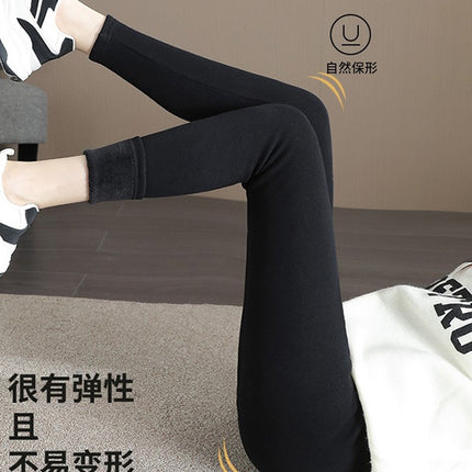 2024 winter fleece-lined warm leggings 95 cotton lining non-inverted velvet one plus fat increase high waist stretch pants