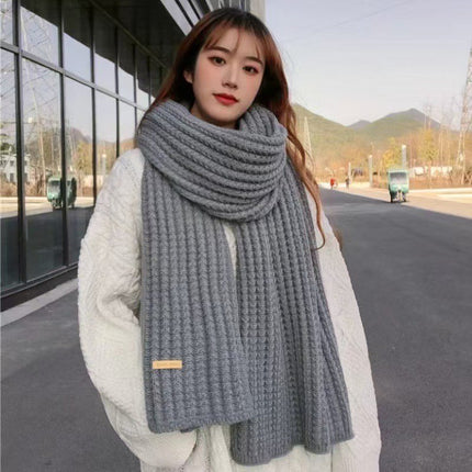 Korean Ins Retro Warm Scarf Winter New Scarf Versatile Casual Neck Cover Cold-Proof Knitted Popular Scarf
