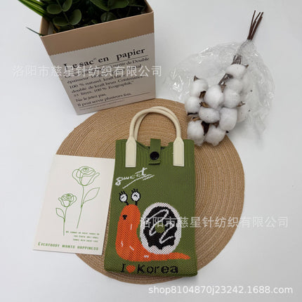 Girl's Heart-Shaped Knitted Crossbody Bag