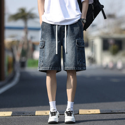 Men's Summer New American-Style Loose Straight Denim Shorts Cargo Pants Mid-Length Shorts