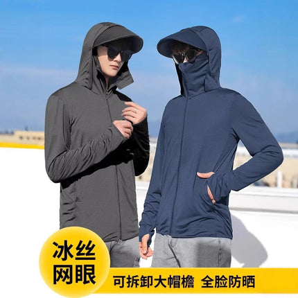 2025 Sun Protection Clothing Men's Summer Thin Jacket Light and Breathable Ice Silk Feel Fishing Sun Protection Clothing Men's and Women's Sun Protection