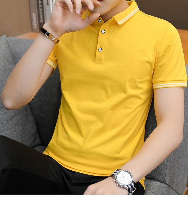 Young Men's Short-Sleeved Polo Shirt New Men's Large Size Short t Youth Half-Sleeved T-Shirt Student Polo Shirt