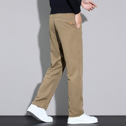 Korean Style Slim Straight-Leg Slightly Stretchy Casual Pants for Men, Light Business Casual Dress Pants That Make You Look Taller and Slimmer, Easy to Care for