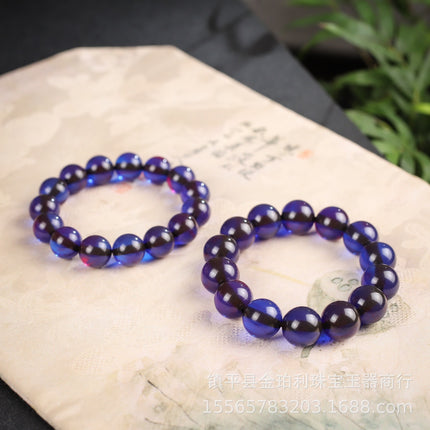 Internet Celebrity Live Supply Gift Smurf Bracelet Beeswax Amber Bracelet Men's and Women's Raw Stone Drop Shipping