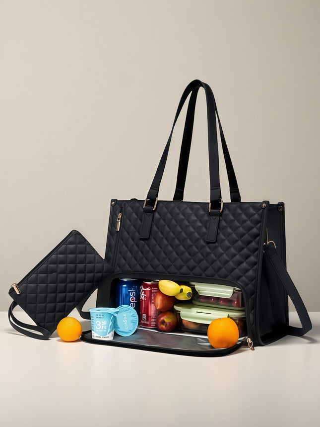 Popular 2-in-1 Lunch Bag Large Capacity Insulated Bag Crossbody Bag Women's Shoulder Bag with Small Bag Computer Bag Cross-Border