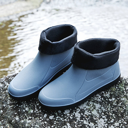 2025 Men's Rain Boots Outdoor Off-Road Fishing Shoes Kitchen Work Waterproof Rubber Shoes Construction Site Overshoes Non-Slip and Wear-Resistant