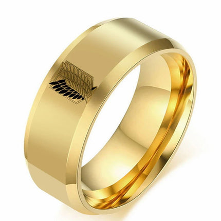 AliExpress two-dimensional round attack giant Freedom Wing logo men's and women's stainless steel ring jewelry supply