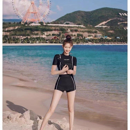 Sunscreen Swimsuit Women's Long Sleeve Jellyfish Diving Suit Snorkeling Split Black Surfing Conservative Sports Student Swimsuit