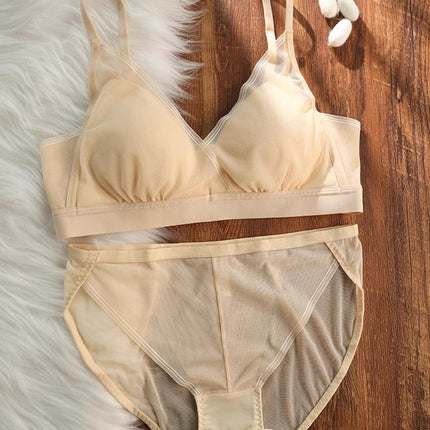 Summer sweet fairy pure desire small chest bra! Thin Gauze Triangle Cup Bra Mulberry Silk Silk Underwear Comfortable Cover
