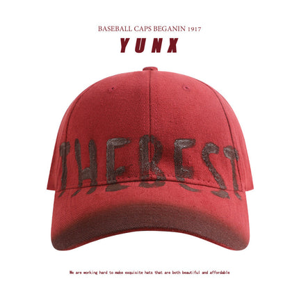 American Retro Washed Letter Large Head Circumference Baseball Cap for Women, Face-Slimming Versatile Fashion Simple Duckbill Cap for Men Casual