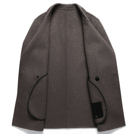Autumn and Winter New Men's Handmade Double-Sided Woolen Outwear Double-Breasted Velvet Removable Liner Woolen Outwear Men's Outwear