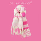 Large striped scarf rose pink