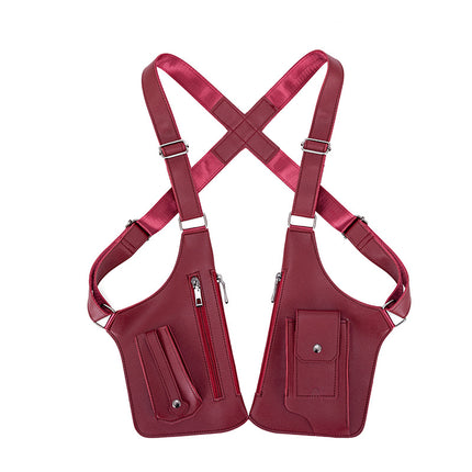 Factory Leather Strap Armpit Shoulder Bag for Men and Women Outdoor Square Bag Multifunctional Tactical Vest Mobile Phone Bag