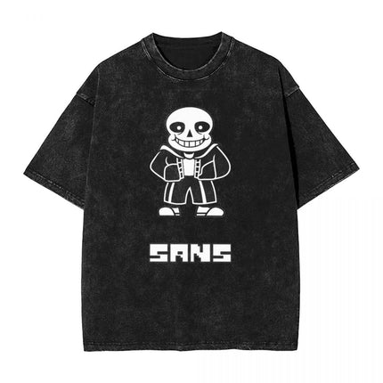 Annoying Dog Game Frisk t Shirts Hip Hop Washed Cotton Overs