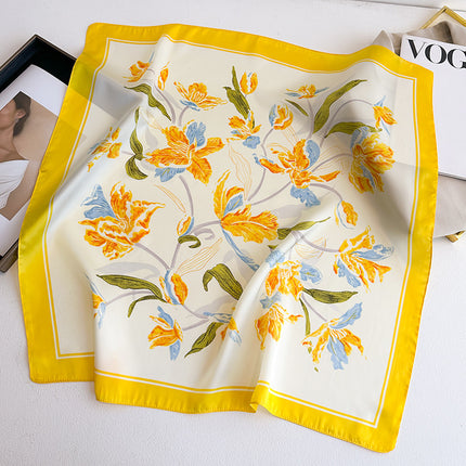 Simulated Silk Printed Silk Scarf for Women, Korean Cashew Leopard Print Headscarf, Four-Season Scarf, Professional Scarf Wholesale