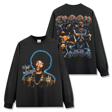 Cross-border Retro Snoopy Dog SNOOP DOGG Printed Short-sleeved T-shirt Washed Long-sleeved Casual Hooded Sweatshirt