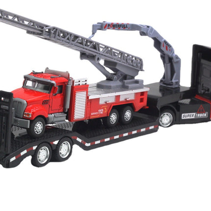 English packaging cross-border children alloy car vehicle trailer fire truck tank excavator pull back toy car