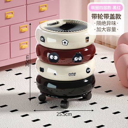 Living Room Trash Can, High-Looking Kitchen Bedroom Rotating Trash Can with Lid, Removable Bathroom Toilet Paper Basket
