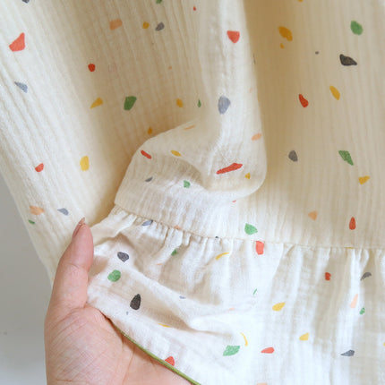 Summer Bra-free Cotton Crepe Chest Pad Sling Thin Nightgown Women's Double-layer Gauze Exterior Wear
