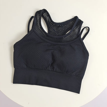 Fake Two-Piece One-Piece Sports Underwear Women's Shockproof Collar Running Pilates Training Bra Fitness Vest