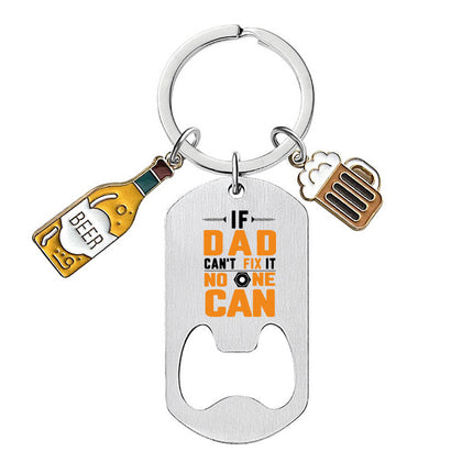 Cross-border Stainless Steel Engraving Metal Keychain Bottle Opener Wine Glass Wine Bottle Birthday Christmas Father's Day Gift