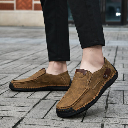 Spring and Autumn New Cross-Border Doudou Shoes Men's Oversized Loafers Foreign Trade Hand-Sewn Business Casual Shoes