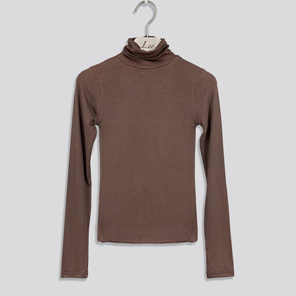 South Korea Dongdaemun New Sexy Chest Figure High Collar Tight Slimming All-match Long Sleeve T-shirt Women's Top