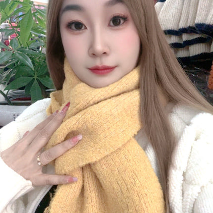 Whitening Wool Knitted Wool Scarf for Girls Winter 2025 New Versatile High-End Warm Scarf Green