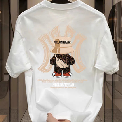 2026 Summer New Heavyweight Cotton Short-Sleeve T-Shirt for Men, Loose Fit, Trendy, Cool and High-End Half-Sleeve Top for Men's Clothing