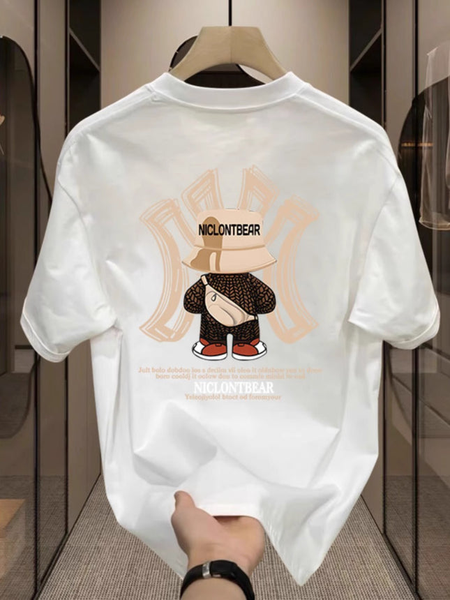 2026 Summer New Heavyweight Cotton Short-Sleeve T-Shirt for Men, Loose Fit, Trendy, Cool and High-End Half-Sleeve Top for Men's Clothing