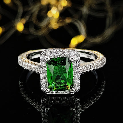 Ring Gemstone Women's Design Niche Fashion Creative Multi-Color Diamond Zircon Rectangular Shape Factory Direct Sale R1997