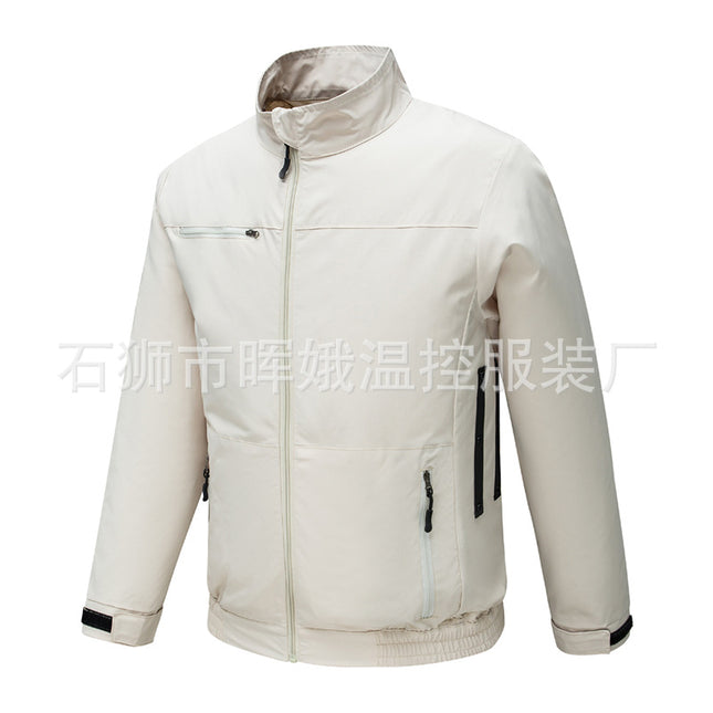 Multi-Fan Air-Conditioned Work Jacket Stand Collar Electrician Workwear Off-White Black / Veste Travail Climatisée Multi-Ventilateurs Col Montant Électricien
