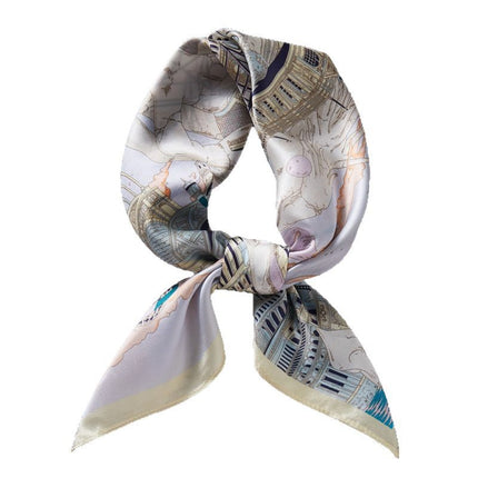 2025 Spring and Autumn Speedy Castle Paradise Silk Scarf Women's Mulberry Silk Scarf Shawl Scarf as a Gift for Elders